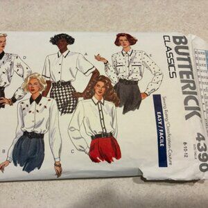 Butterick Vtg 1989 Sewing Patter4390 UNCUT Long  Short Sleeve Blouse Sz 8-12